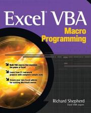 Cover of: Excel VBA macro programming by Shepherd, Richard.