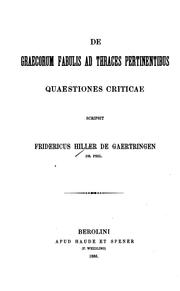 Cover of: De Graecorum fabulis ad Thraces pertinentibus quaestiones criticae... by 