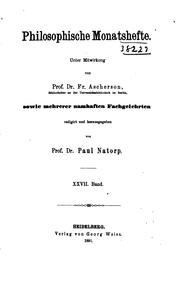 Cover of: Philosophische Monatshefte