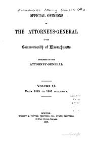 Cover of: Official Opinions of the Attorney-General of the Commonwealth of Massachusetts