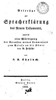 Cover of: Beiträge zur Spracherklärung des Neuen Testaments, zugleich eine Würdigung der Recension meines ...