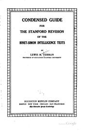 Cover of: Condensed Guide for the Stanford Revision of the Binet-Simon Intelligence Tests