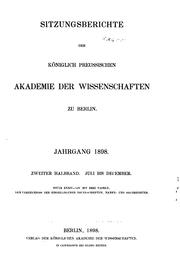Cover of: Sitzungsberichte der preussischen Akademie der Wissenschaften