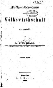 Cover of: Nationalöconomie oder Volkswirthschaft...