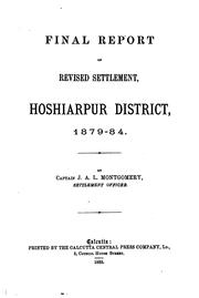 Cover of: Final Report of Revised Settlement, Hoshiarpur District, 1879-84