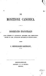 Cover of: De monitione canonica by 