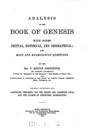 Cover of: Analysis of the book of Genesis with notes [&c.]. by 