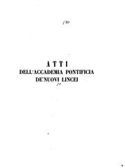 Cover of: Atti della Accademia pontificia de' nuovi Lincei