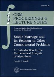 Cover of: Stable marriage and its relation to other combinatorial problems by Donald Knuth