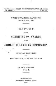 Cover of: Report of the Committee on Awards of the World's Columbian Commission ...