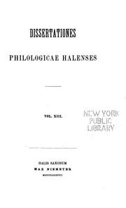 Cover of: Dissertationes Philologicae Halenses
