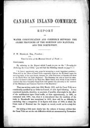Cover of: Canadian inland commerce: report on water communication and commerce between the older provinces of the Dominion and Manitoba and the North-west