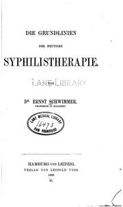 Cover of: Die Grundlinien der heutigen Syphilistherapie