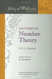 Cover of: Lectures on number theory by Peter Gustav Lejeune-Dirichlet