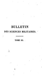 Cover of: BULLETIN DES SCIENCES MILITAIRES by 