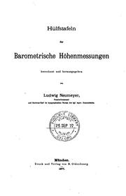 Hülfstafeln für barometrische Höhenmessungen by Ludwig Neumeyer