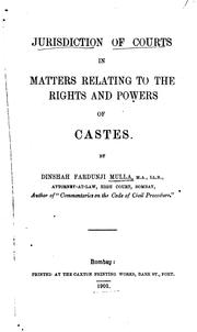 Cover of: Jurisdiction of Courts in Matters Relating to the Rights and Powers of Cases