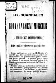 Cover of: Les Scandales du gouvernement Mercier