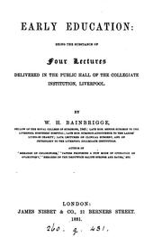 Cover of: Early education, the substance of 4 lectures