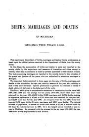 Annual report relating to the registry and return of births, marriages, and deaths, in Michigan ... by No name