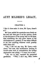 Aunt Mildred's legacy, by the author of 'The best cheer'. by Mildred fict.name