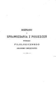 Cover of: Rozprawy Wydziału Filologicznego