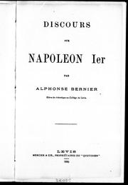 Cover of: Discours sur Napoléon 1er