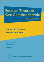Cover of: Function theory of one complex variable by Robert Everist Greene