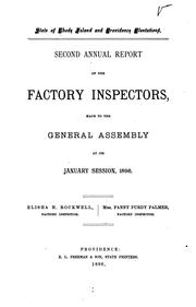 Cover of: ...annual Report of the Factory Inspectors: Made to the General Assembly at ...
