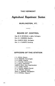 Annual Report - Vermont. Agricultural Experiment Station, Burlington by Vermont Agricultural Experiment Station