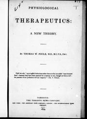 Cover of: Physiological therapeutics: a new theory