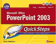 Cover of: Microsoft Office PowerPoint 2003 QuickSteps (Quicksteps) by Carole Matthews