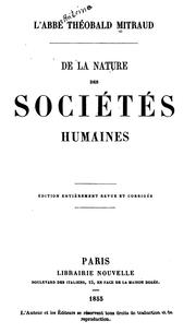 De la nature des sociétés humaines by Antoine Théobald Mitraud