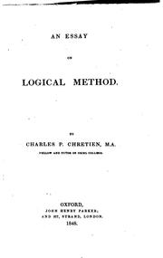 Cover of: An essay on logical method by 