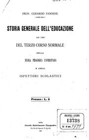 Cover of: Storia generale dell'educazione ad uso del terzo corso normale della scuola pedagogica ... by 