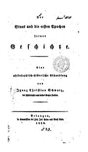 Cover of: Der Staat und die ersten Epochen seiner Geschichte by 