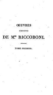 Cover of: Oeuvres complètes de Mme. Riccoboni