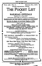 Cover of: The Pocket List of Railroad Officials | 