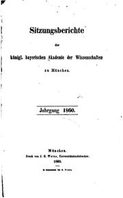 Cover of: Sitzungsberichte der Königl. Bayerischen Akademie der Wissenschaften