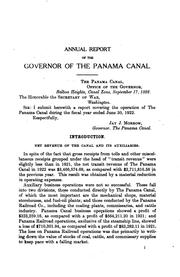 Annual Report of the Governor of the Panama Canal by Panama Canal Zone Office of the Governor