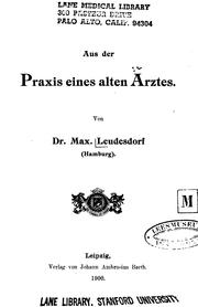 Cover of: Aus der Praxis eines alten Arztes by 