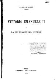 Cover of: Vittorio Emanuele II, o, La religione del dovere