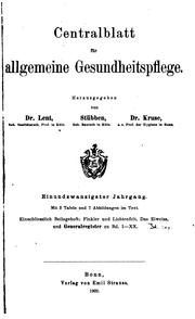 Cover of: Centralblatt für allgemeine Gesundheitspflege by 