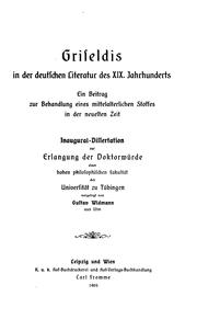 Cover of: Griseldis in der deutschen Literatur des XIX. Jahrhunderts...