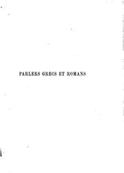 Cover of: Parlers grecs et romans, leur point de contact préhistorique