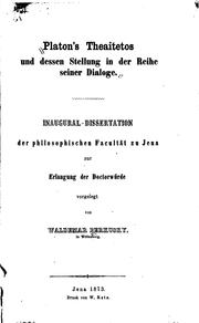 Cover of: Platon's Theaitetos und dessen Stellung in der Reihe seiner Dialoge