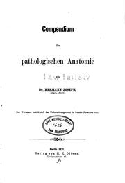 Cover of: Compendium der pathologischen Anatomie