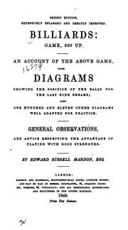 Cover of: Billiards: Game, 500 Up: An Account of the Above Game, with Diagrams, Showing the Position of ...