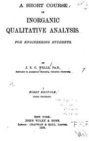 Cover of: A Short Course in Inorganic Qualitative Analysis: For Engineering Students | 