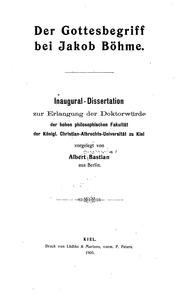 Cover of: Der Gottesbegriff bei Jakob Böhme by 